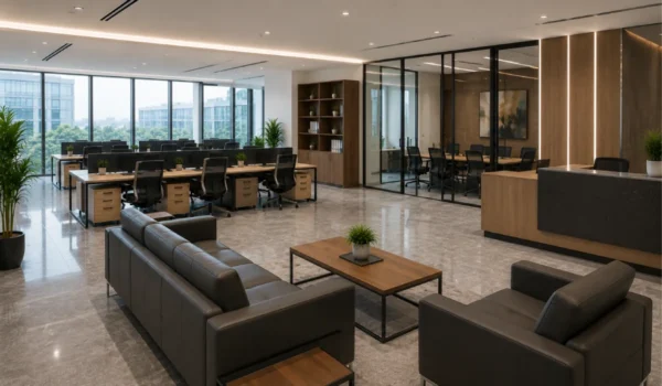 Modern office furniture in Rwanda with ergonomic office chairs, executive desks, workstations, conference tables, reception desks, and storage cabinets.