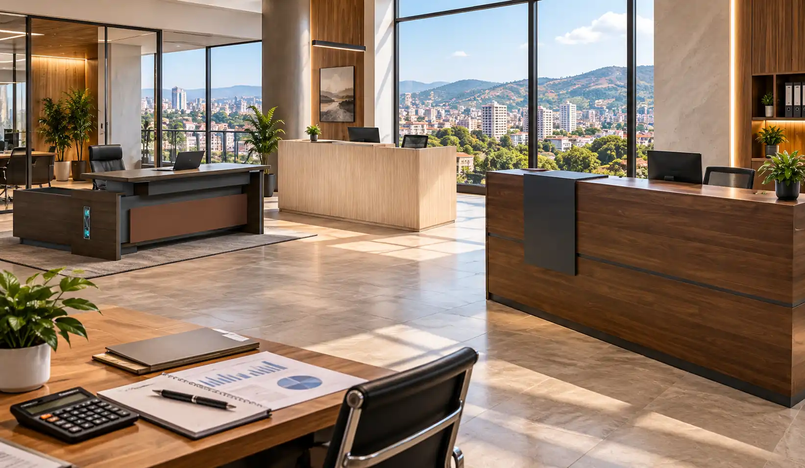 Modern Reception with City Views